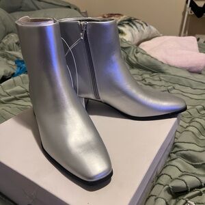 a new day Metallic Silver Ankle Boots